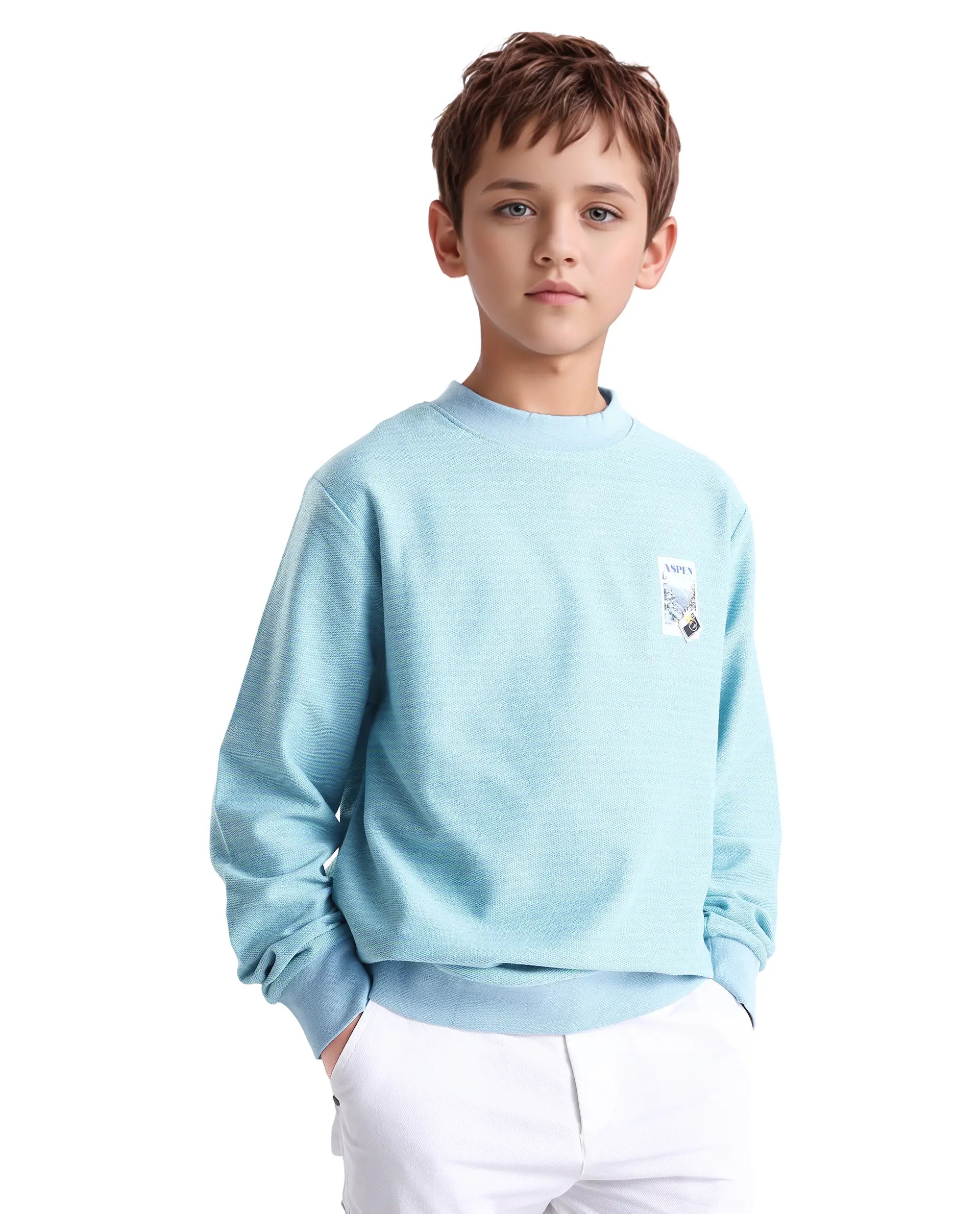 Rare Ones Kids Rosco Light Blue Printed Cotton Oversized Sweatshirt