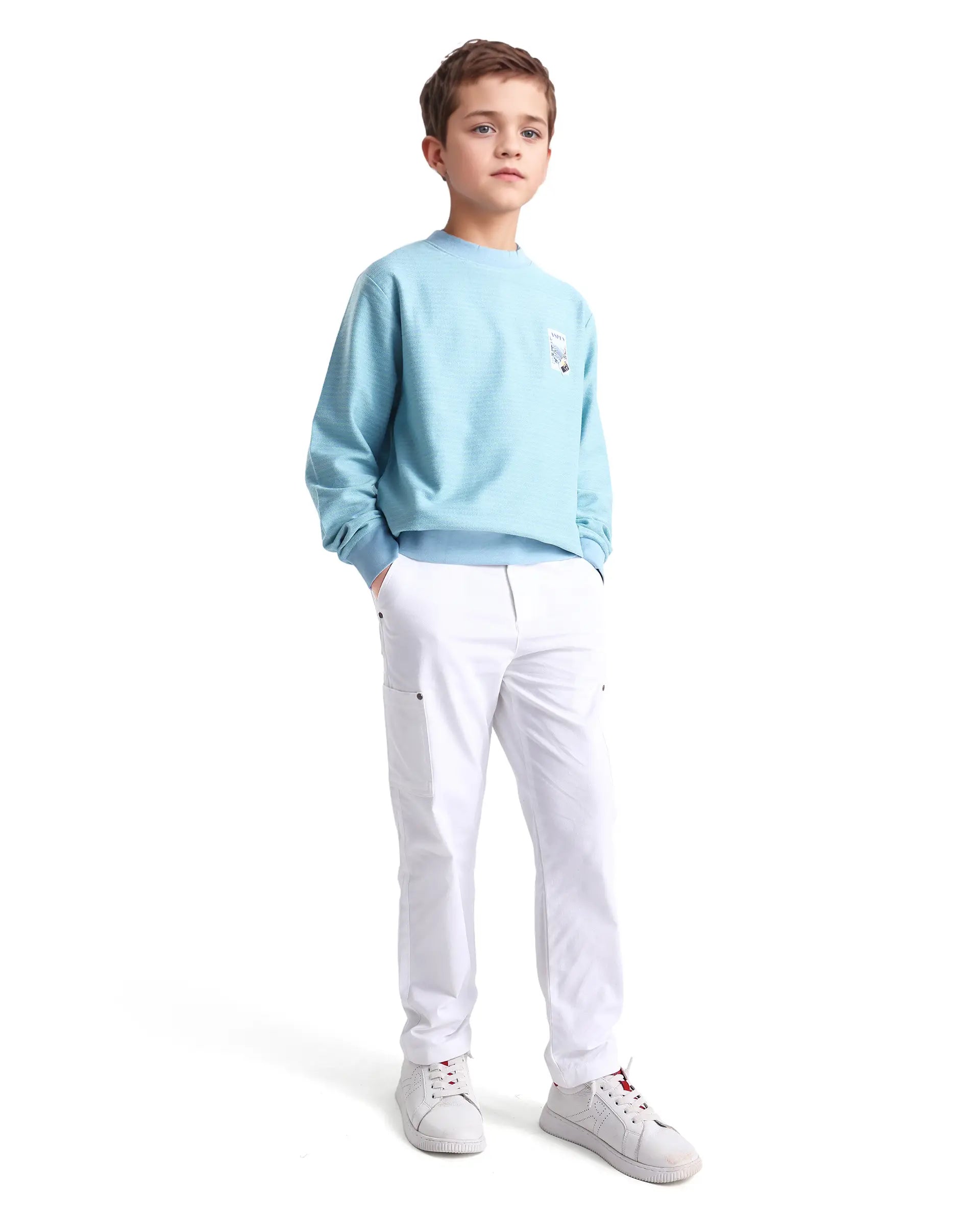 Rare Ones Kids Rosco Light Blue Printed Cotton Oversized Sweatshirt