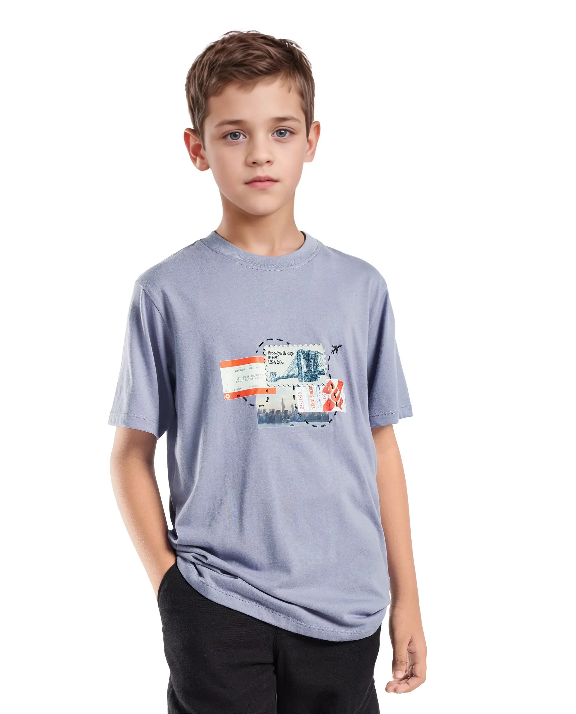 Rare Ones Kids Seok Dusky Purple Cotton Graphic Print Regular Fit T-Shirt