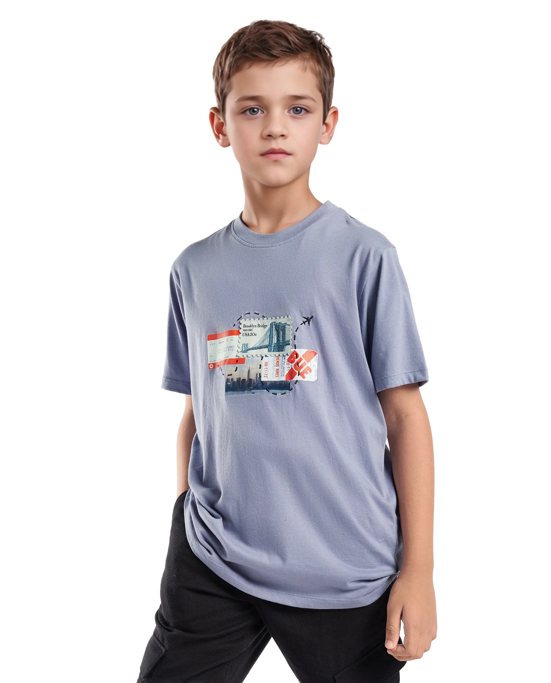 Rare Ones Kids Seok Dusky Purple Cotton Graphic Print Regular Fit T-Shirt