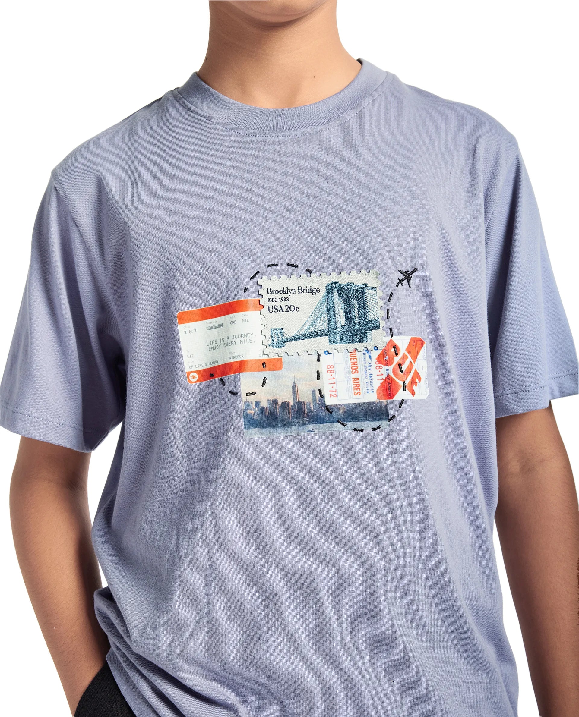 Rare Ones Kids Seok Dusky Purple Cotton Graphic Print Regular Fit T-Shirt