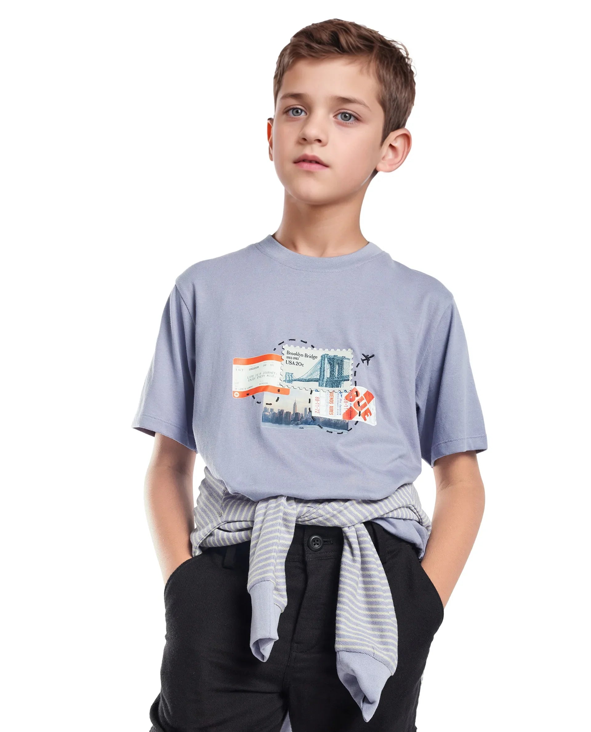 Rare Ones Kids Seok Dusky Purple Cotton Graphic Print Regular Fit T-Shirt