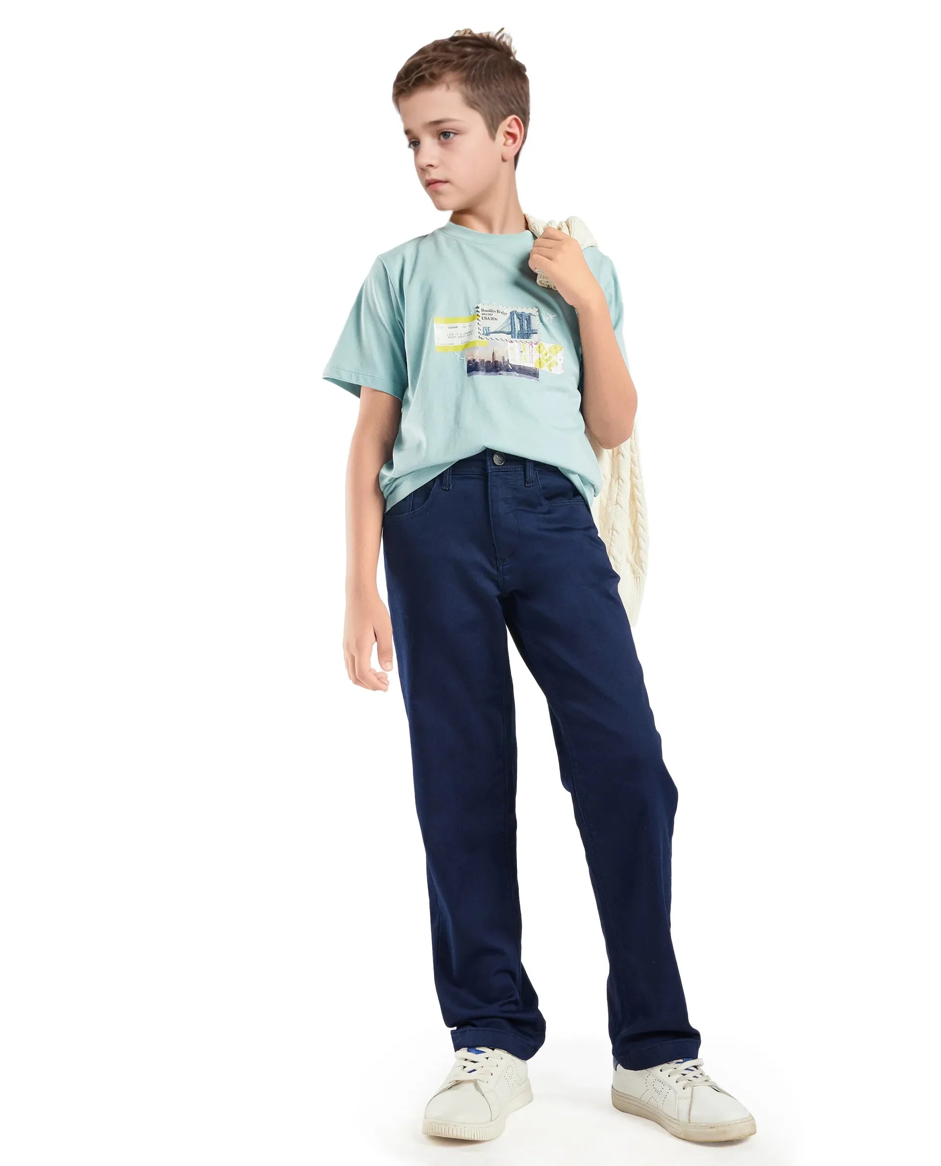 Rare Ones Kids Seok Pastel Green Cotton Graphic Print Regular Fit T-Shirt