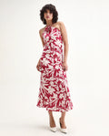Rareism Women's Somtar B Pink Polyester Floral Print Midi Straight Fit Skirt