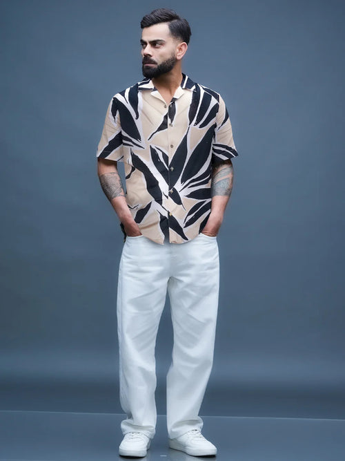 Casual AOP Resort Collar Shirt | Black