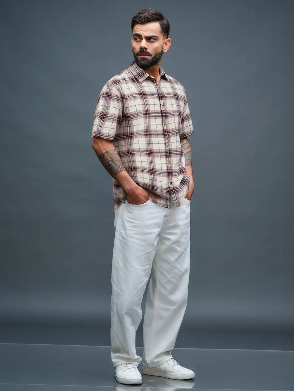Textured Checks Comfort Fit Shirt | Pink