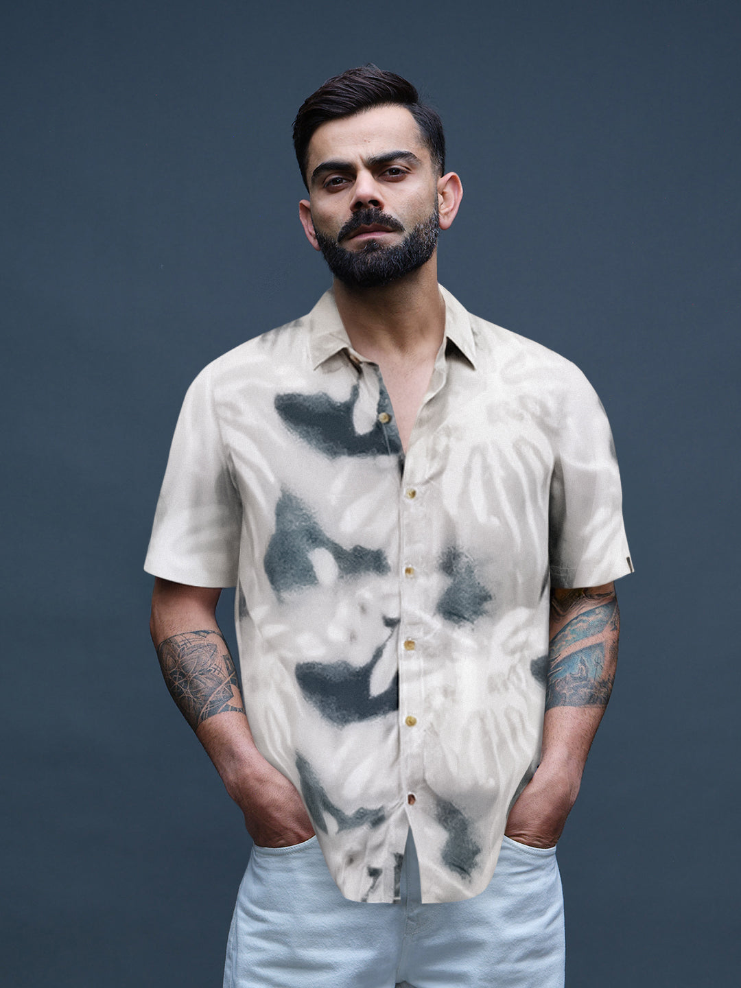Fluid Viscose AOP Shirt | Grey