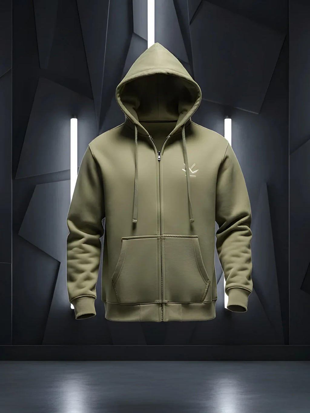 Soft fleece hoodie with tonal logo & stitch detail | Light Green